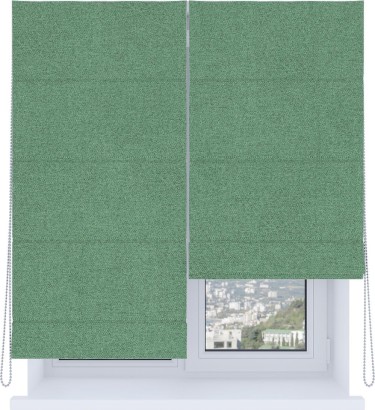 Римская штора «Кортин», система «Комфорт», лён блэкаут светло-бирюзовый