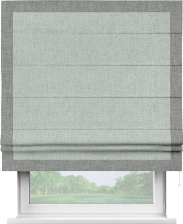 Римская штора «Кортин» с кантом Чесс, для проема, ткань рогожка димаут, серый