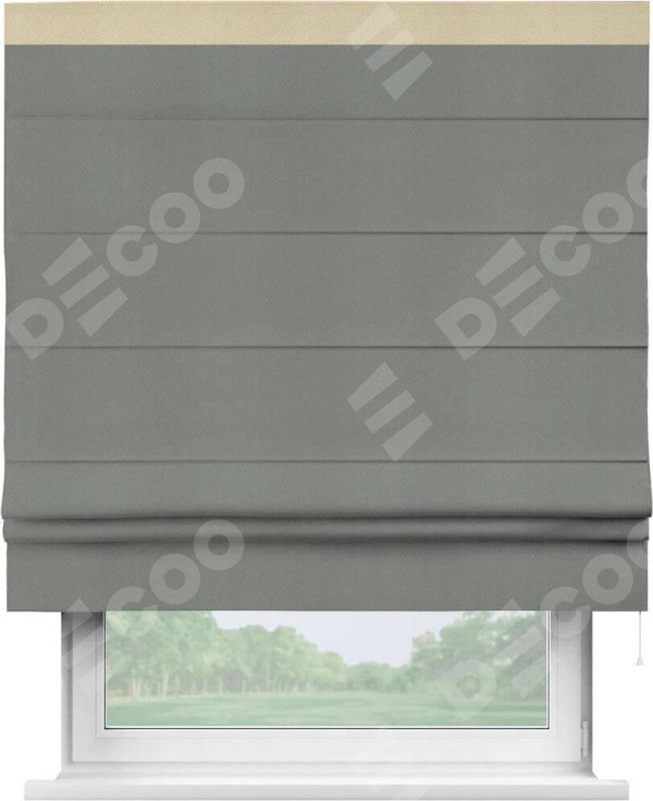 Римская штора «Кортин» с кантом Кинг, для проема, ткань блэкаут однотонный тёмно-серый