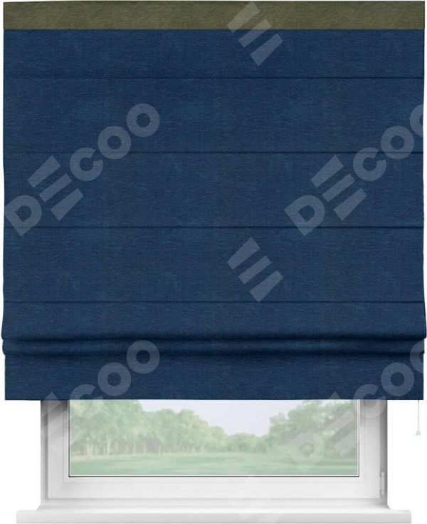 Римская штора «Кортин» с кантом Кинг, для проема ткань софт однотонный синий