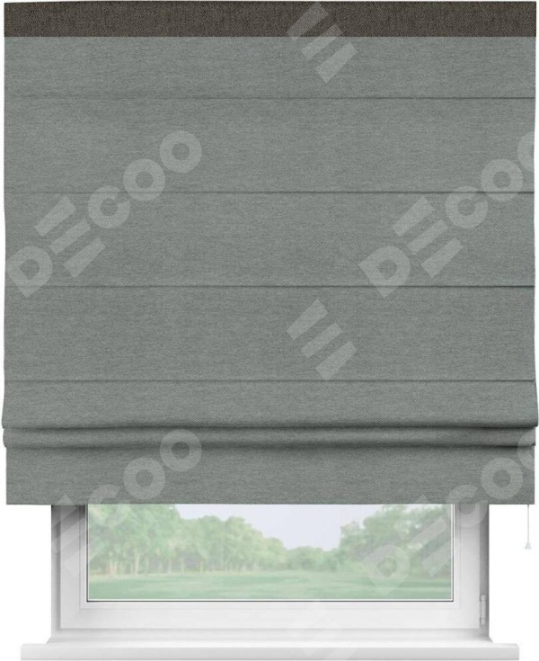 Римская штора «Кортин» с кантом Кинг, для проема, ткань твид блэкаут, серый