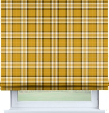Римская штора «Кортин» для проема «Желто-горчичная клетка»