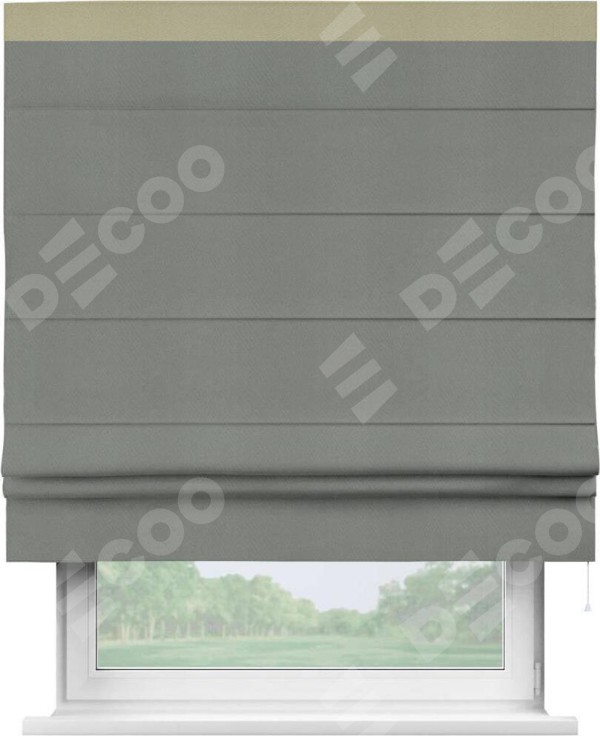 Римская штора «Кортин» с кантом Кинг, для проема, ткань блэкаут однотонный тёмно-серый