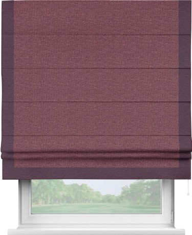 Римская штора «Кортин» с кантом Виктория, для проема, ткань лён димаут, марсала