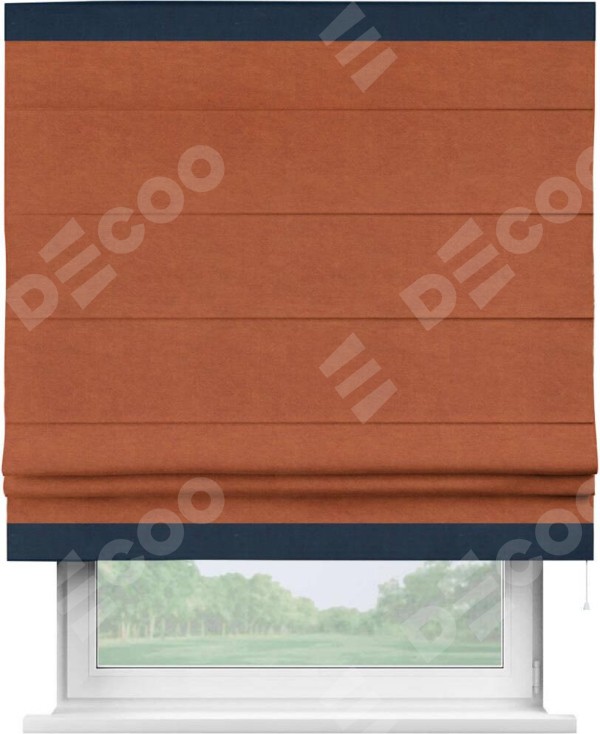 Римская штора «Кортин» с кантом Горизонт, для проема, ткань вельвет терракотовый