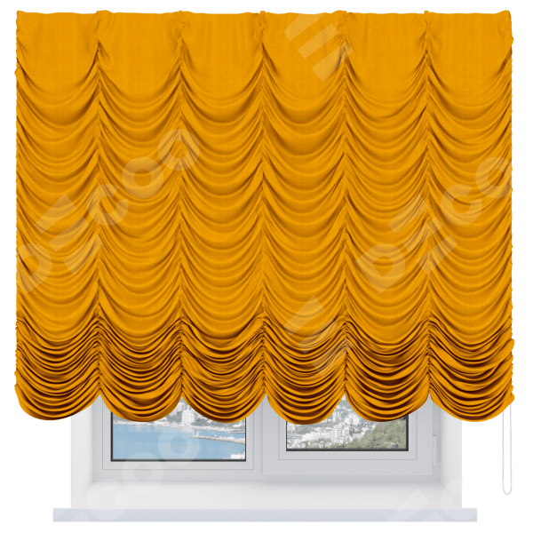 Французская штора «Кортин», вельвет желтый