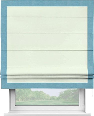 Римская штора «Кортин» с кантом Чесс, для проема, ткань вельвет кремовый