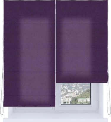 Римская штора «Кортин», система «Комфорт», вельвет тёмно-фиолетовый