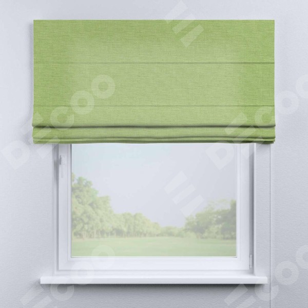 Римская штора «Кортин» для проема, ткань лён зелёный