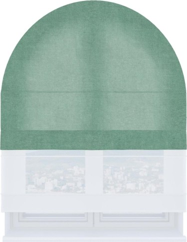 Римская штора «Кортин», канвас мятный, день-ночь для арочного проёма