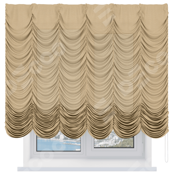 Французская штора «Кортин», лён тёмно-бежевый