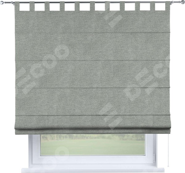Римская штора на петлях «Кортин», ткань твид блэкаут, светло-серый