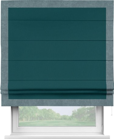 Римская штора «Кортин» для проема, канвас изумрудный, с кантом Чесс