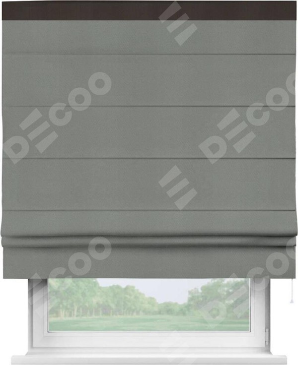 Римская штора «Кортин» с кантом Кинг, для проема, ткань блэкаут однотонный тёмно-серый