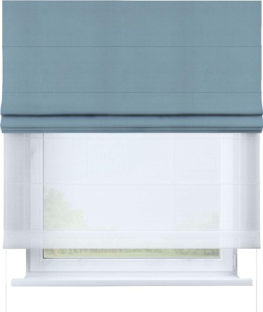 Римская штора «Кортин» день-ночь, ткань блэкаут однотонный, серо-голубой