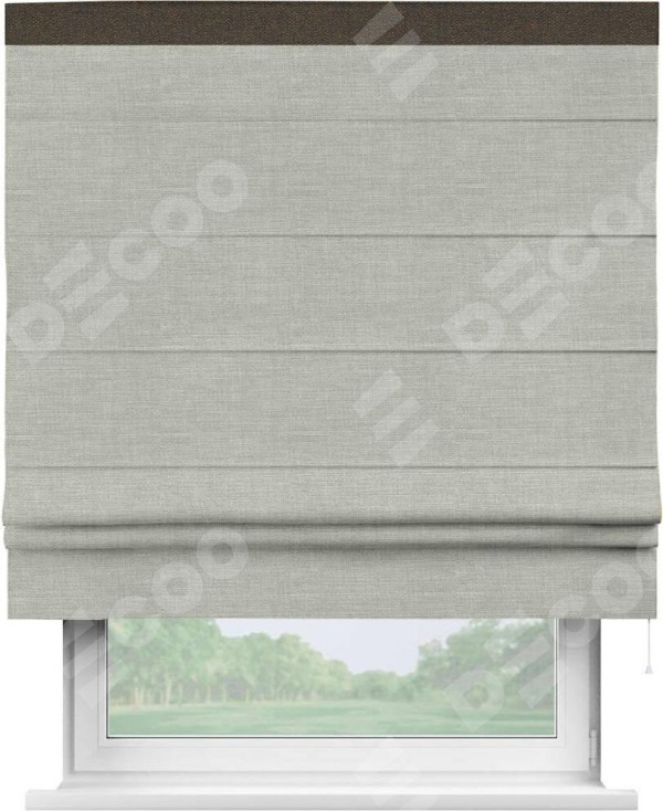 Римская штора «Кортин» с кантом Кинг, для проема, ткань лён серый