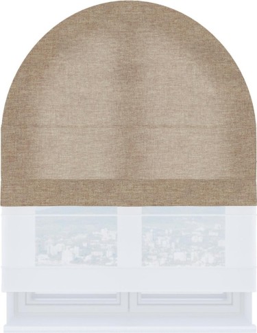 Римская штора «Кортин» день-ночь для арочного проёма, ткань лён кашемир коричневый