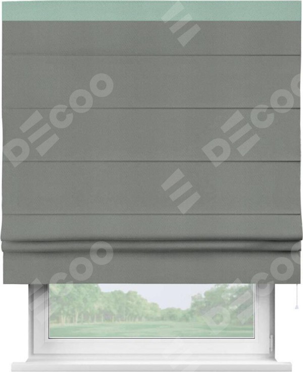 Римская штора «Кортин» с кантом Кинг, для проема, ткань блэкаут однотонный тёмно-серый