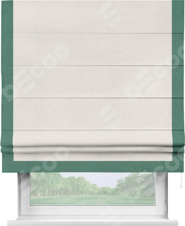 Римская штора «Кортин» с кантом Виктория, для проема, ткань блэкаут с блеском светло-серый