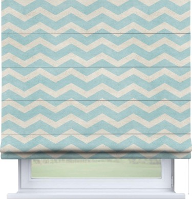 Римская штора «Кортин» для проема «Голубой шеврон»