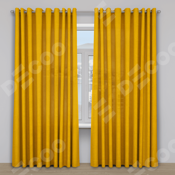 Шторы на люверсах ткань вельвет желтый