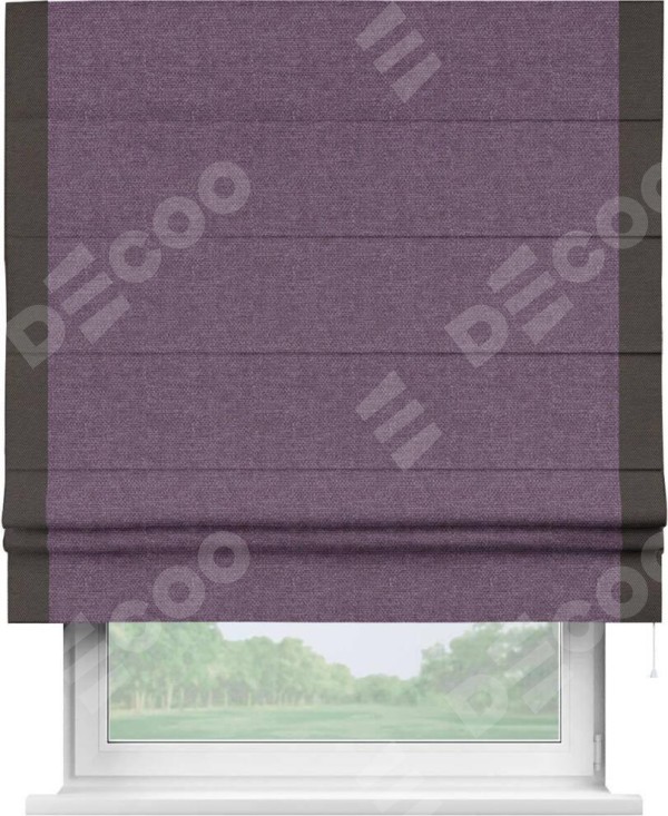 Римская штора «Кортин» с кантом Стрим Дуо, для проема, ткань лён димаут, брусника