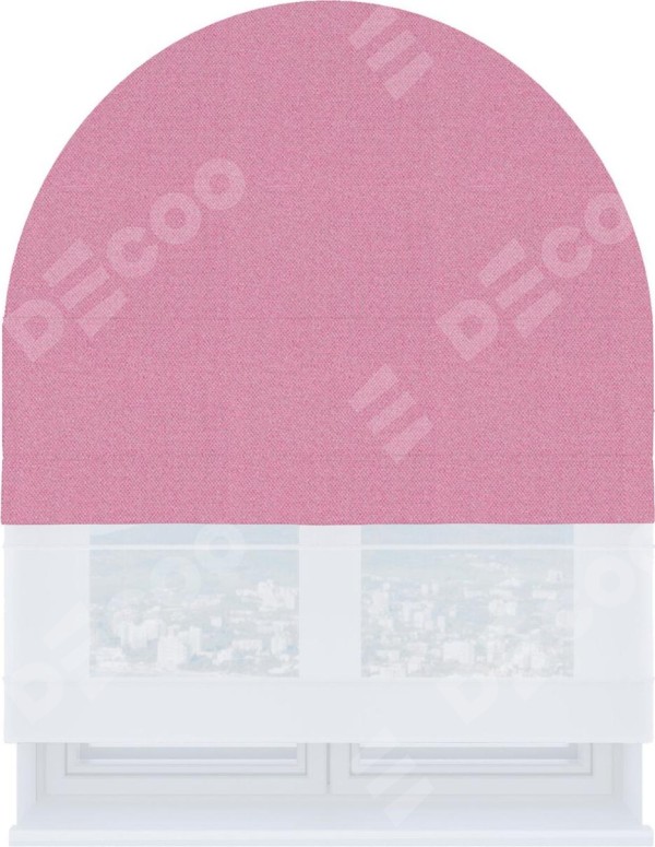 Римская штора «Кортин» день-ночь для арочного проёма, ткань лён димаут розовый