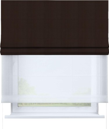 Римская штора день-ночь, блэкаут однотонный, тёмно-коричневый