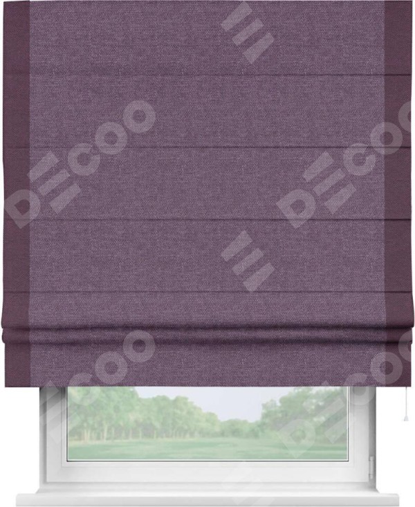 Римская штора «Кортин» с кантом Стрим Дуо, для проема, ткань лён димаут, брусника