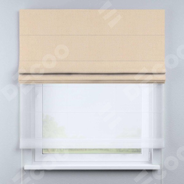 Римская штора «Кортин» день-ночь, ткань блэкаут с блеском бежевый