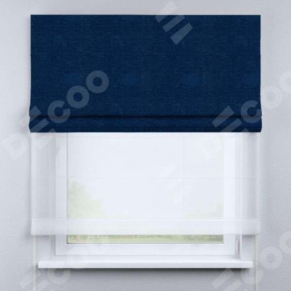 Римская штора «Кортин» день-ночь, ткань софт однотонный синий