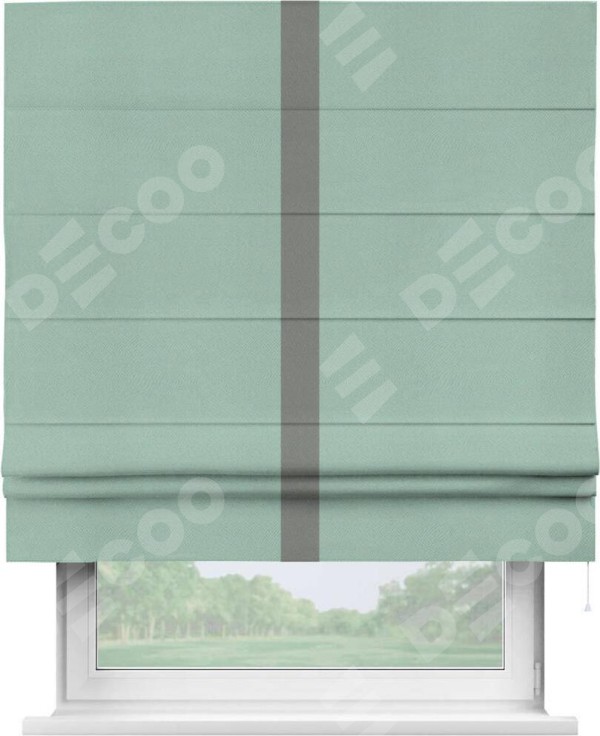 Римская штора «Кортин» с кантом Хайвэй, для проема, ткань блэкаут однотонный ментоловый