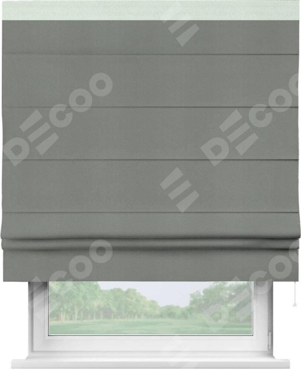 Римская штора «Кортин» с кантом Кинг, для проема, ткань блэкаут однотонный тёмно-серый