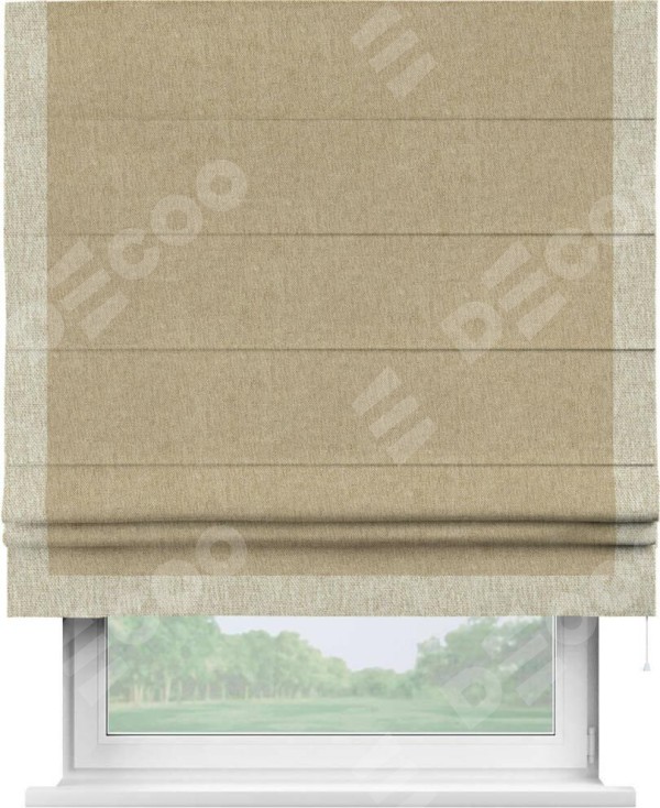 Римская штора «Кортин» с кантом Виктория, для проема, ткань стиф димаут бежевый