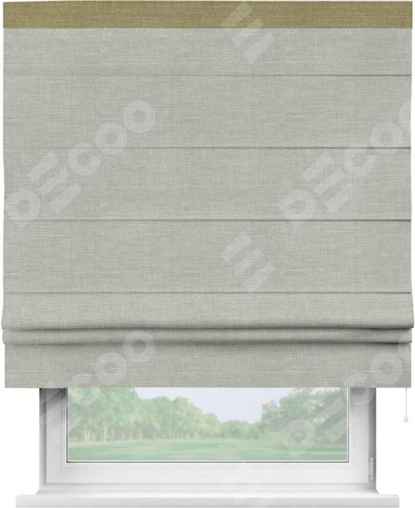 Римская штора «Кортин» с кантом Кинг, для проема, ткань лён серый