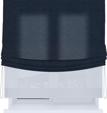 Римская штора «Кортин», день-ночь с мягкими складками, софт однотонный тёмно-синий