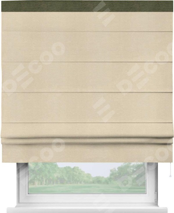 Римская штора «Кортин» с кантом Кинг, для проема ткань софт однотонный бежевый лайт