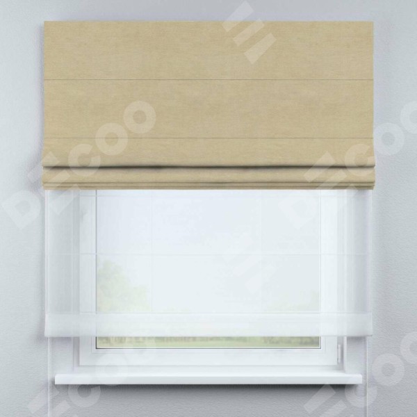 Римская штора «Кортин» день-ночь, ткань вельвет бежевый