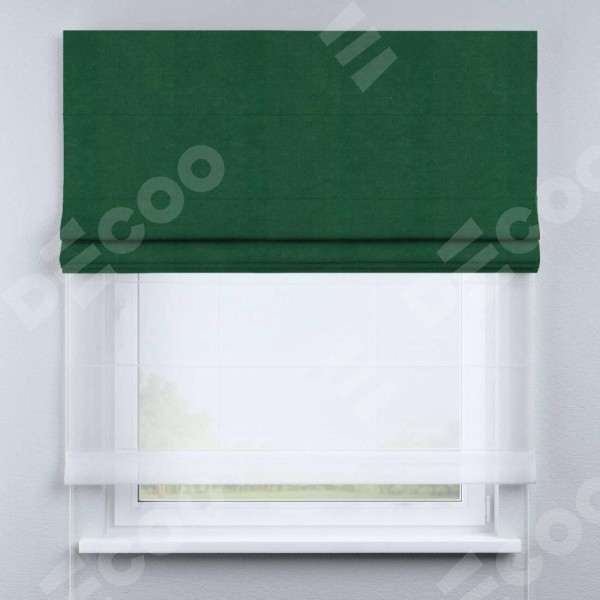 Римская штора «Кортин» день-ночь, ткань вельвет зелёный