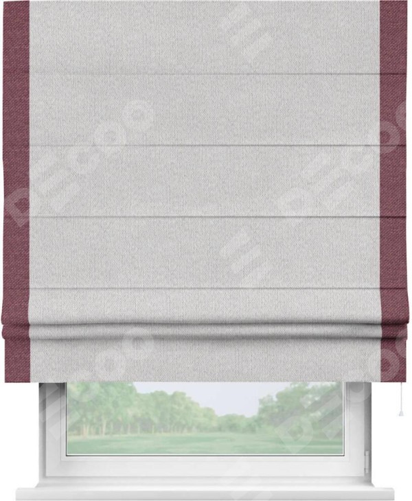 Римская штора «Кортин» с кантом Стрим Дуо, для проема, лён димаут светло-бежевый