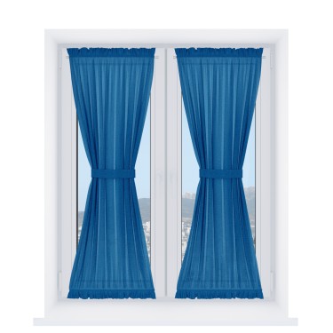 Штора песочные часы «Кортин» лён синий