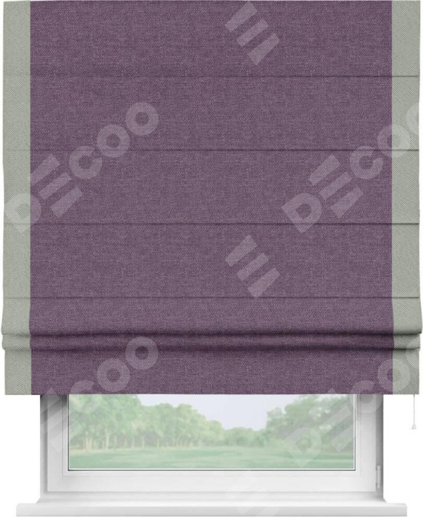 Римская штора «Кортин» с кантом Стрим Дуо, для проема, ткань лён димаут, брусника