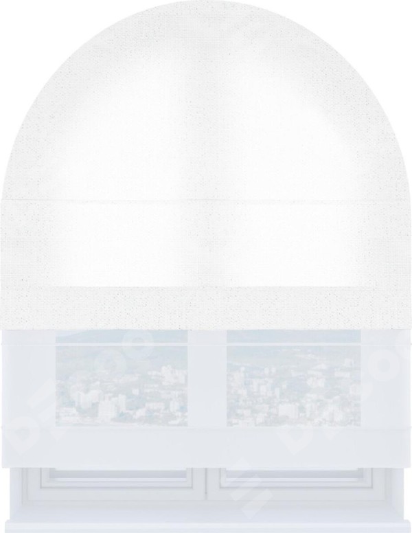 Римская штора «Кортин» день-ночь для арочного проёма, ткань лён белый