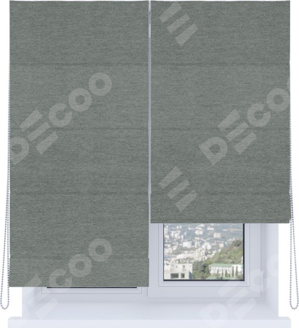 Римская штора «Кортин», система «Комфорт», твид блэкаут серый