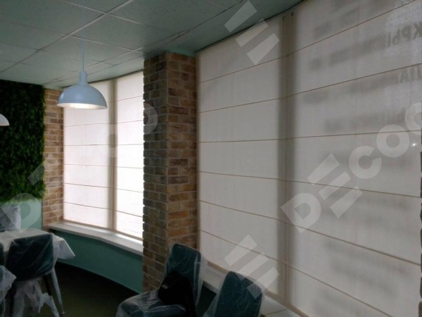 Римская штора «Кортин»,  лён, в бежевом цвете, ширина штор 40-100 см