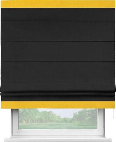 Римская штора «Кортин» для проема, канвас черный, с кантом Горизонт