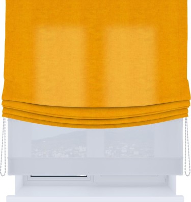 Римская штора «Кортин», день-ночь с мягкими складками, вельвет желтый