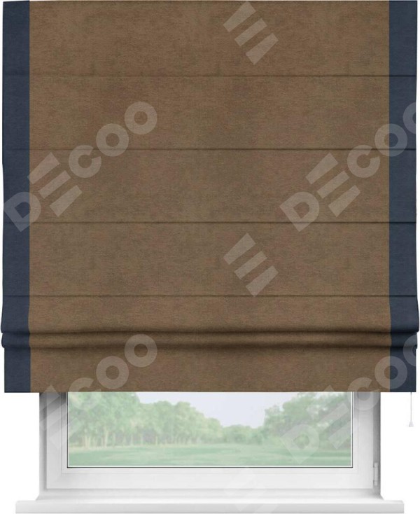 Римская штора «Кортин» с кантом Стрим Дуо, для проема, ткань софт однотонный бронзовый