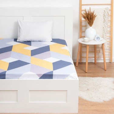 Простыня на резинке LoveLife 180*200*25см, "Треугольники", 100% хлопок, сатин, 125г/м²