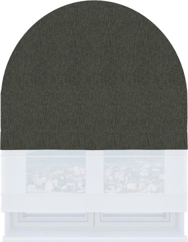 Римская штора «Кортин» день-ночь для арочного проёма, ткань твид блэкаут тёмно-серый